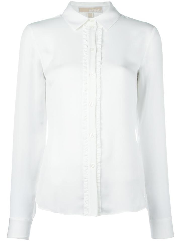 Michael Michael Kors Frill Detail Shirt, Women's, Size: Small, Nude/neutrals, Silk