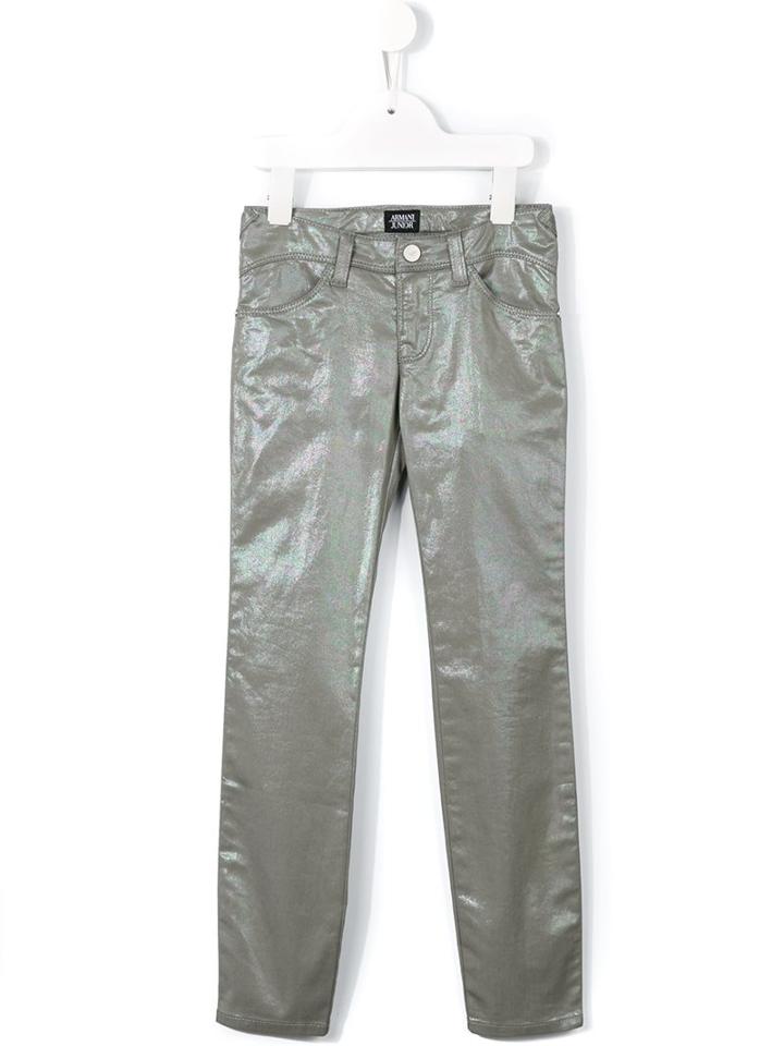 Armani Junior Coated Jeans, Girl's, Size: 10 Yrs, Grey
