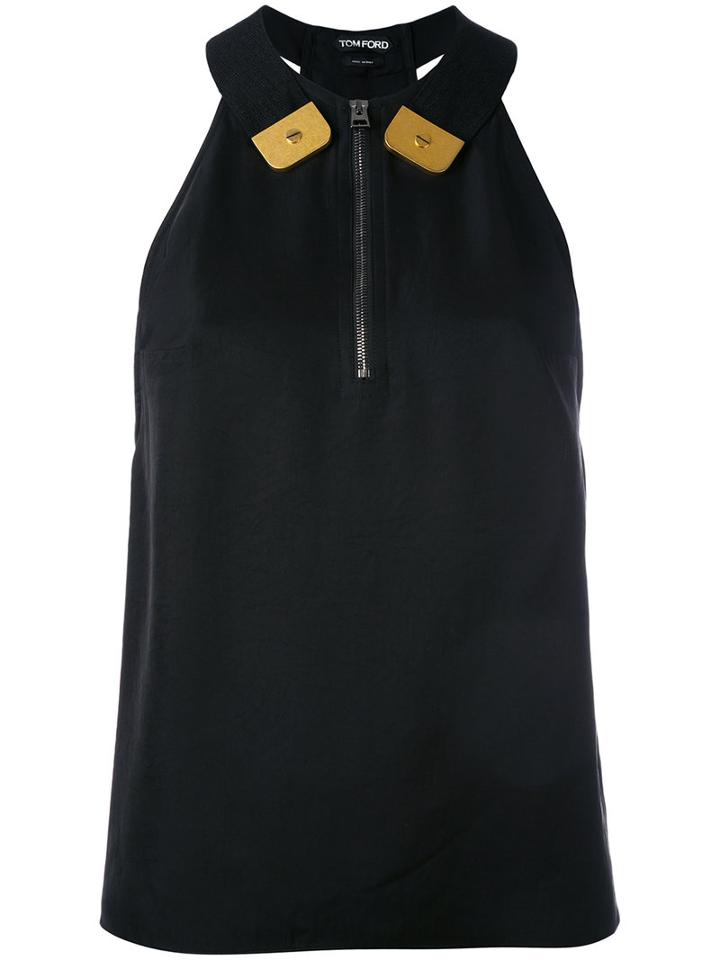 Tom Ford - Metal Detail Blouse - Women - Silk/acetate/viscose - 40, Black, Silk/acetate/viscose