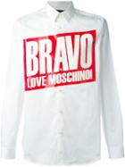 Love Moschino Bravo Print Shirt, Men's, Size: S, White, Cotton
