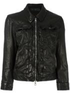 Neil Barrett Distressed Leather Jacket, Women's, Size: Medium, Black, Calf Leather/cotton