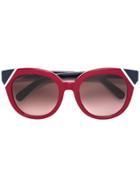Salvatore Ferragamo Eyewear Two Tone Cat Eye Sunglasses - Red