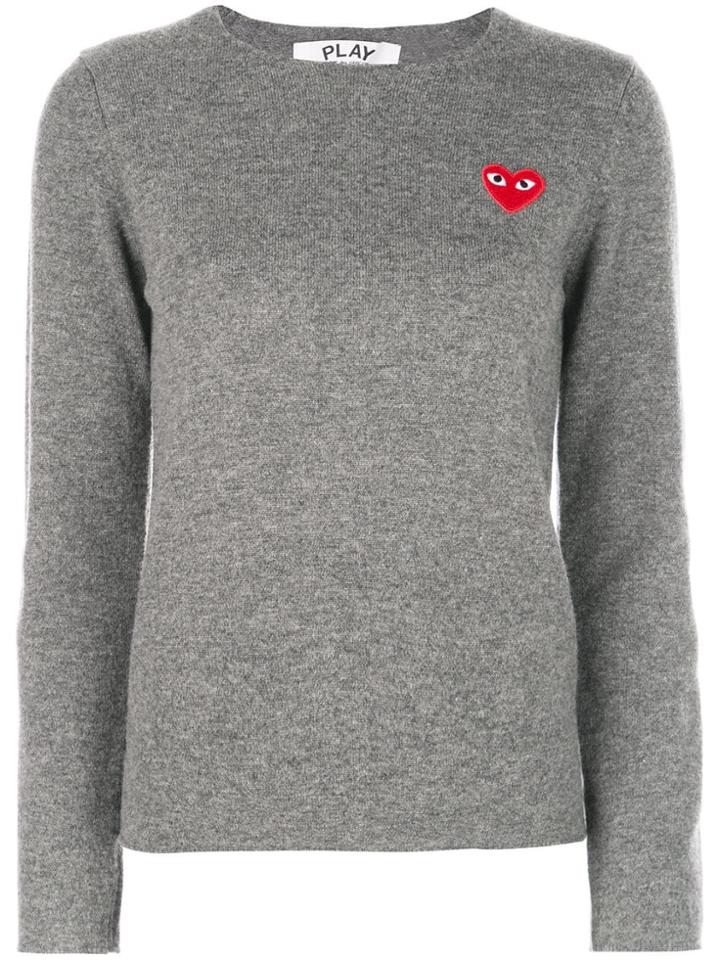 Comme Des Garçons Play Almond-eye Heart Patch Pullover - Grey