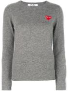 Comme Des Garçons Play Almond-eye Heart Patch Pullover - Grey