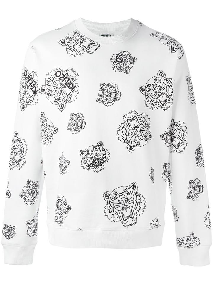 Kenzo Multi Tiger Sweatshirt, Men's, Size: Small, White, Cotton