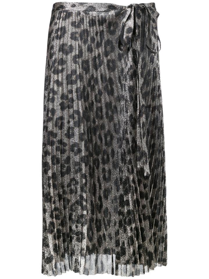 Leopard Print Pleated Skirt - Women - Silk/polyester/spandex/elastane - 36, Grey, Silk/polyester/spandex/elastane, Haider Ackermann