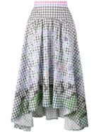 Peter Pilotto Diamond Print Gingham Skirt, Women's, Size: 12, Black, Cotton/spandex/elastane