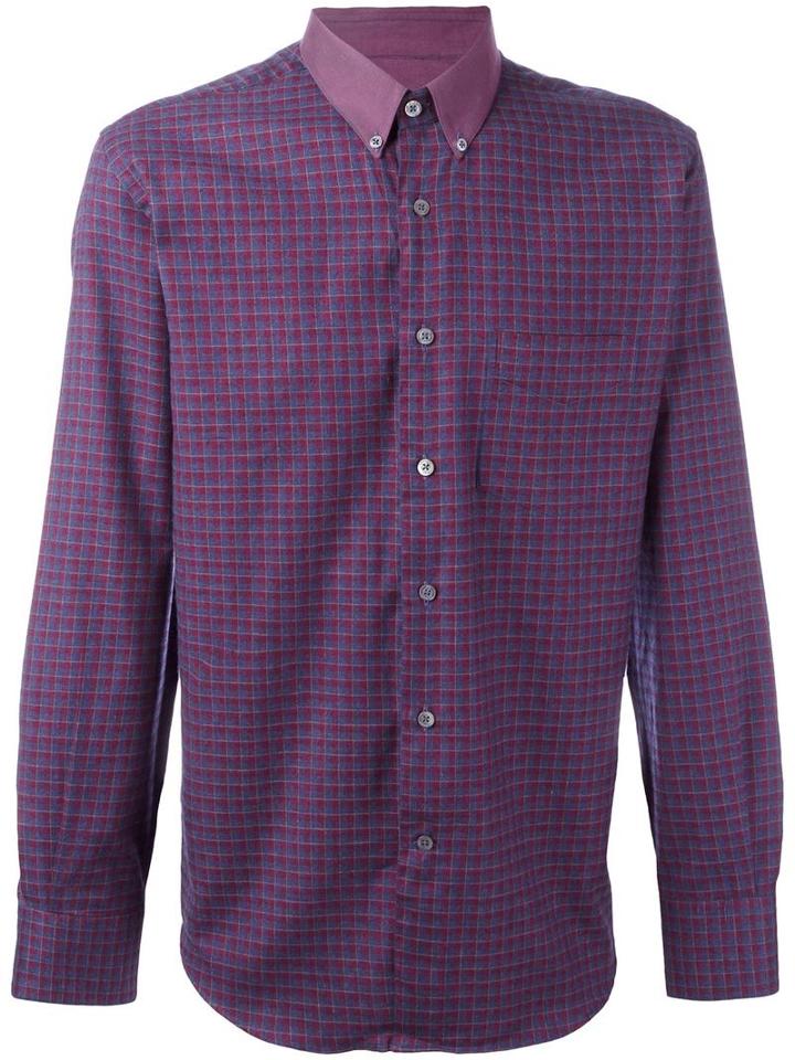 Canali Checked Button-down Shirt, Men's, Size: Xxl, Red, Cotton