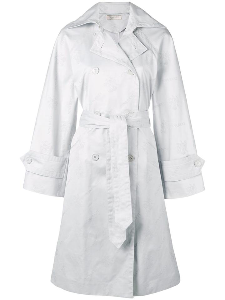 Nina Ricci Logo Jacquard Trench Coat - Grey