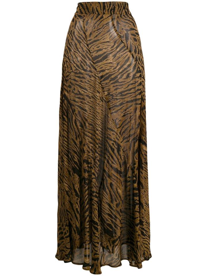 Ganni Tiger-print Maxi Skirt - Brown