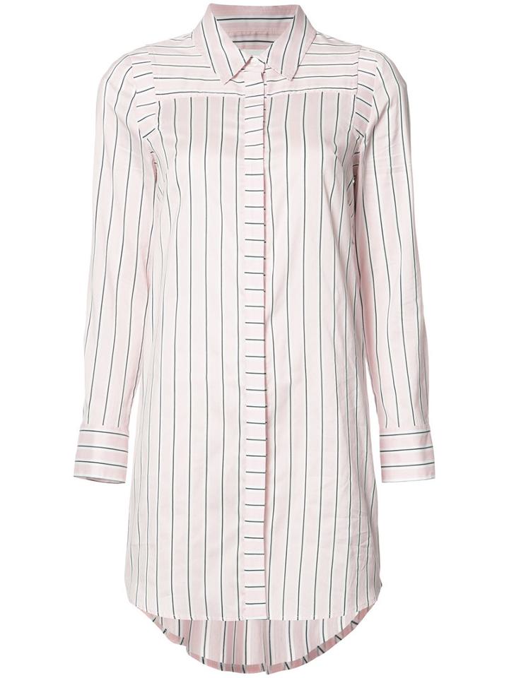 Milly Striped Shirt Dress, Women's, Size: 12, Pink/purple, Cotton/silk