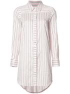 Milly Striped Shirt Dress, Women's, Size: 12, Pink/purple, Cotton/silk