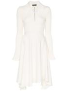 Ellery Triple One Zip Collar Long Sleeved Dress - White