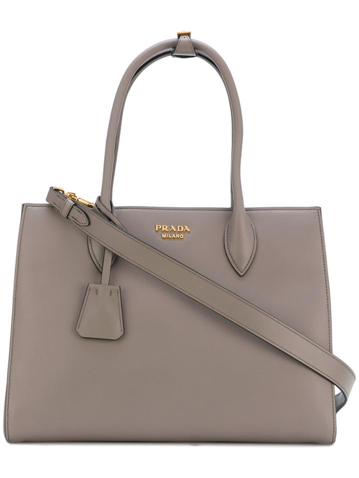 Prada Medium Bibliotheque Tote Bag - Grey