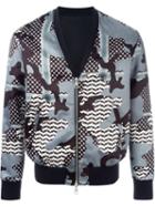 Neil Barrett Camouflage Pattern Bomber Jacket, Men's, Size: Medium, Polyester/cupro/polyamide/spandex/elastane