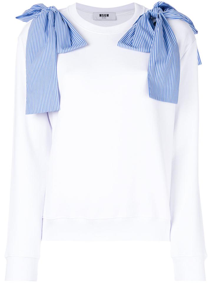 Msgm Bow Detail Sweatshirt - White