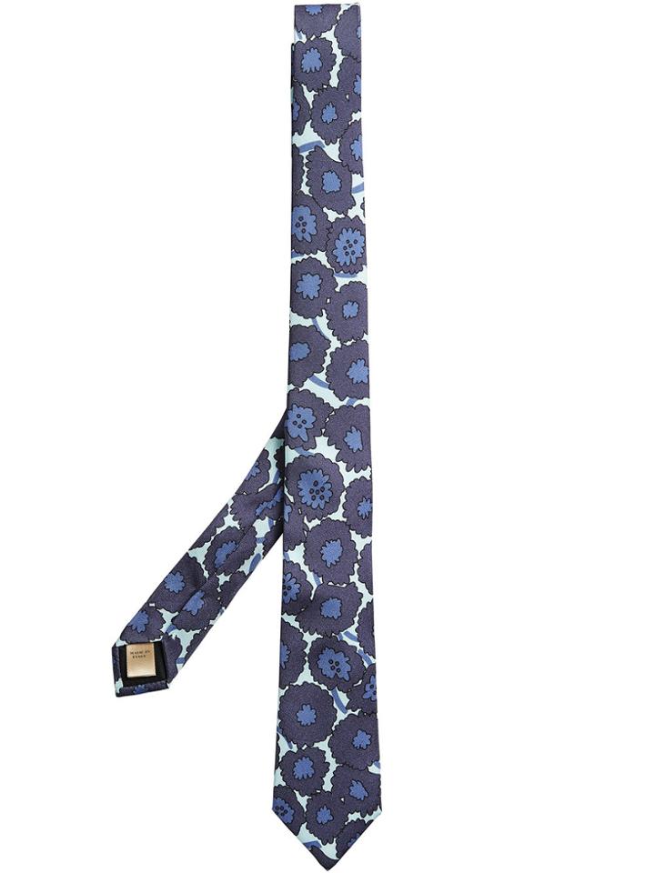 Burberry Abstract Floral Print Tie - Blue
