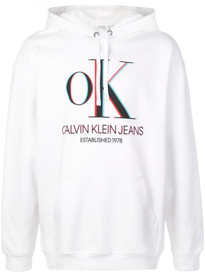 Calvin Klein Jeans Est. 1978 Logo Hoodie - White