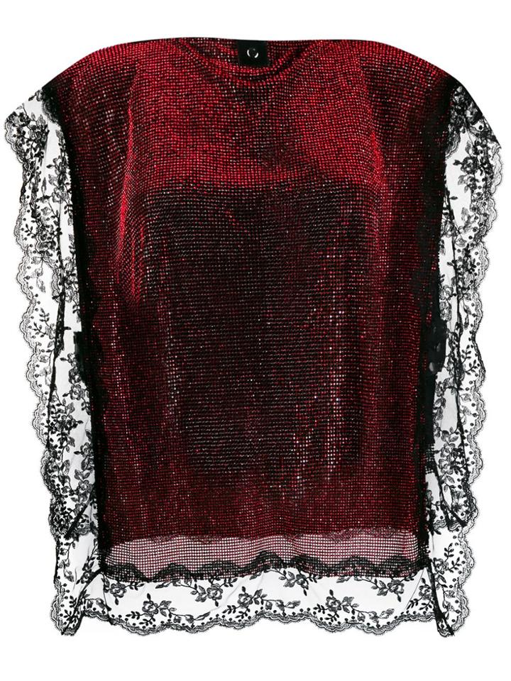Christopher Kane Crystal Mesh Top - Red