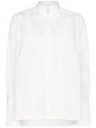 Frame Pleated Oversized Cotton Shirt - White