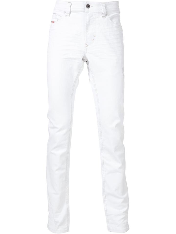 Diesel Destroyed And Repaired Jeans, Men's, Size: 30, White, Cotton/spandex/elastane