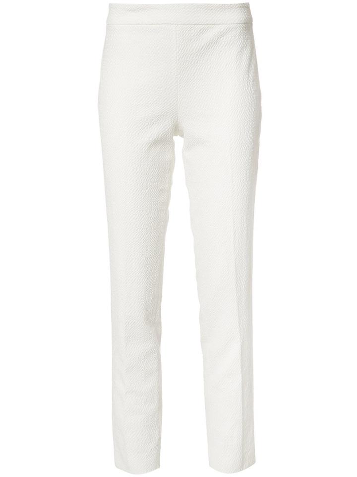 Josie Natori Slim-fit Trousers, Women's, Size: 10, White, Cotton/nylon/spandex/elastane
