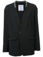 Fad Three Collarless Blazer Jacket, Women's, Size: Small, Black, Polyester/polyurethane/cupro/wool