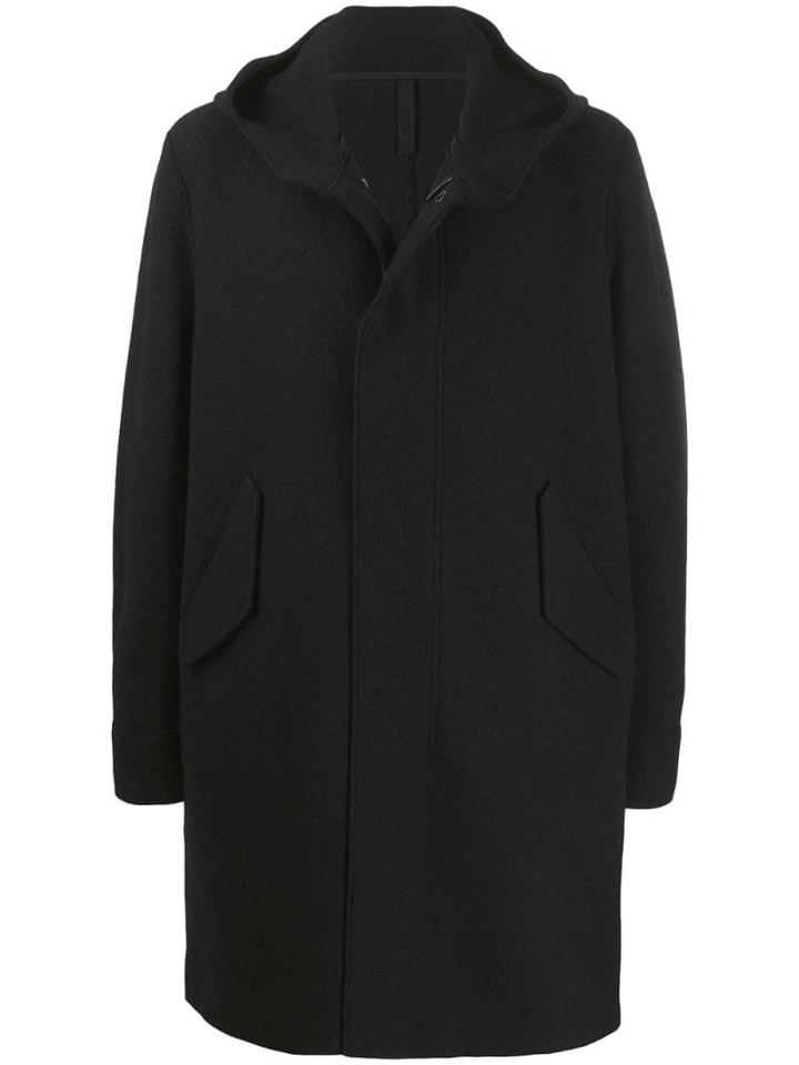 Harris Wharf London Hooded Single-breasted Coat - Black