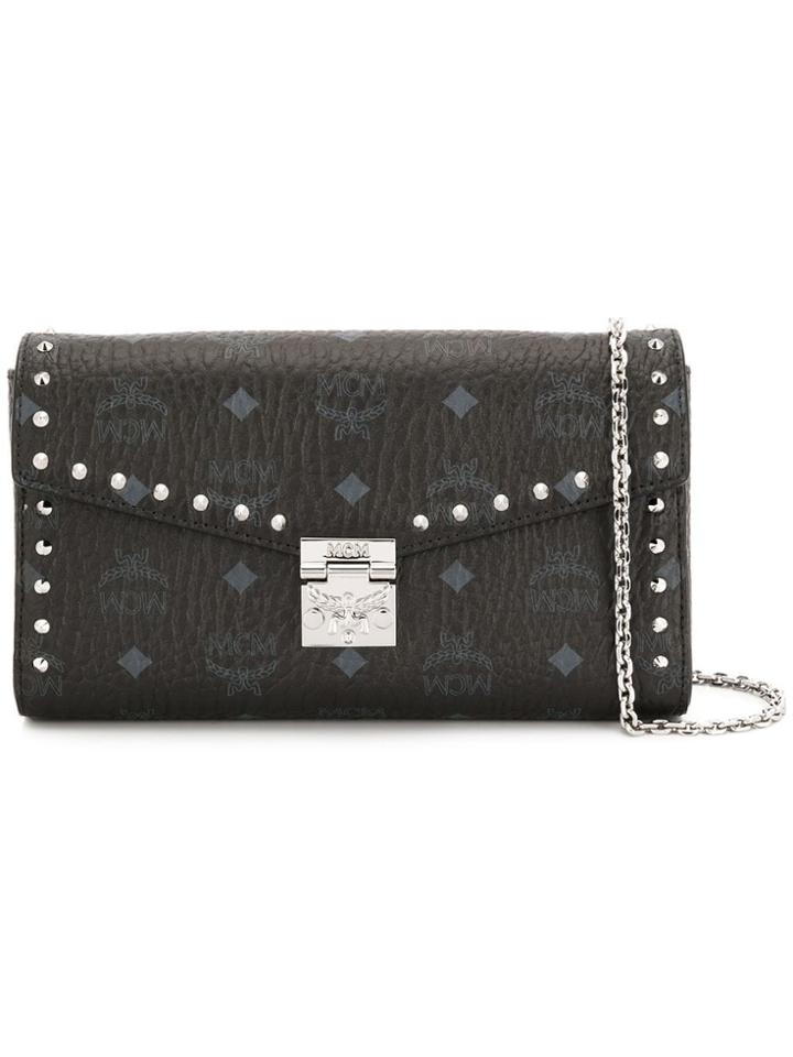 Mcm Studded Logo Clutch - Black