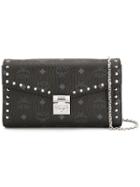 Mcm Studded Logo Clutch - Black