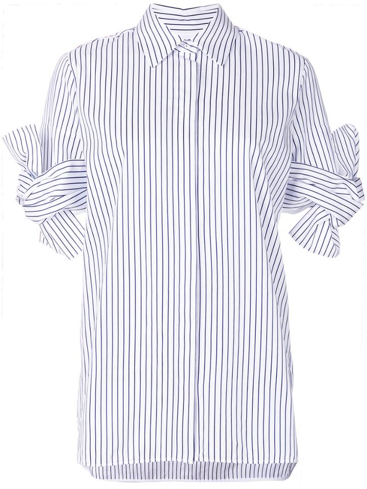 Victoria Victoria Beckham Striped Bow Sleeve Shirt - White