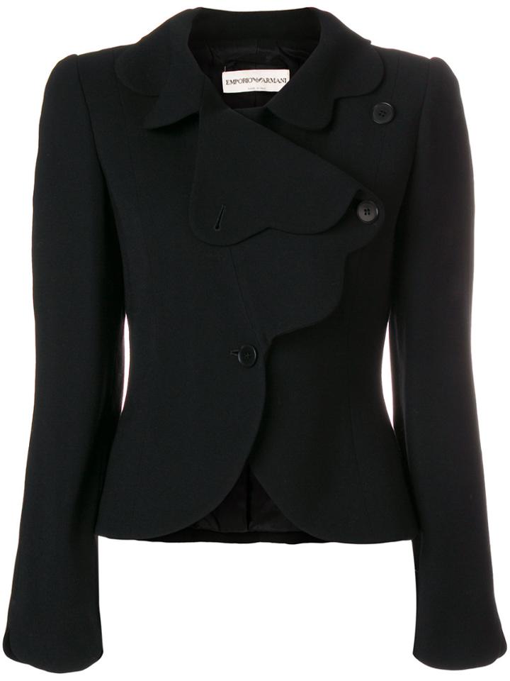 Giorgio Armani Vintage Scallop Lapel Jacket - Black