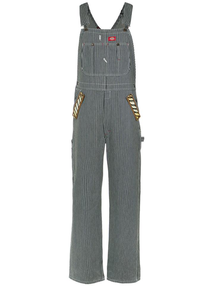 À La Garçonne Handpainted Denim Dungarees - Blue