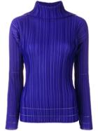 Pleats Please By Issey Miyake Cowl Neck Blouse - Blue