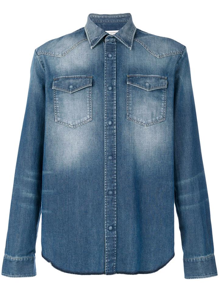 Maison Margiela - Bleach Effect Denim Shirt - Men - Cotton - 42, Blue, Cotton