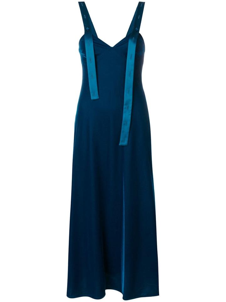 Off-white Asymmetric Shoulder Strip Dress - Blue