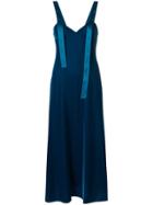 Off-white Asymmetric Shoulder Strip Dress - Blue
