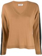 Twin-set Faux Leather-panelled Jumper - Brown