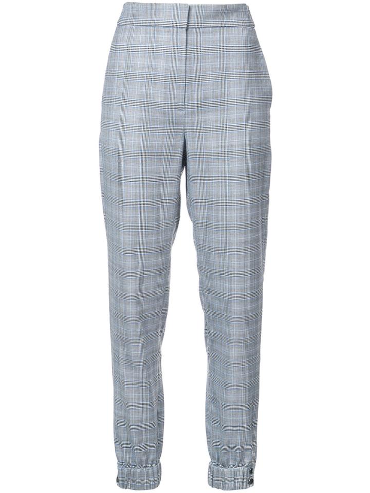 Tibi Cooper High Waist Check Trousers - Grey