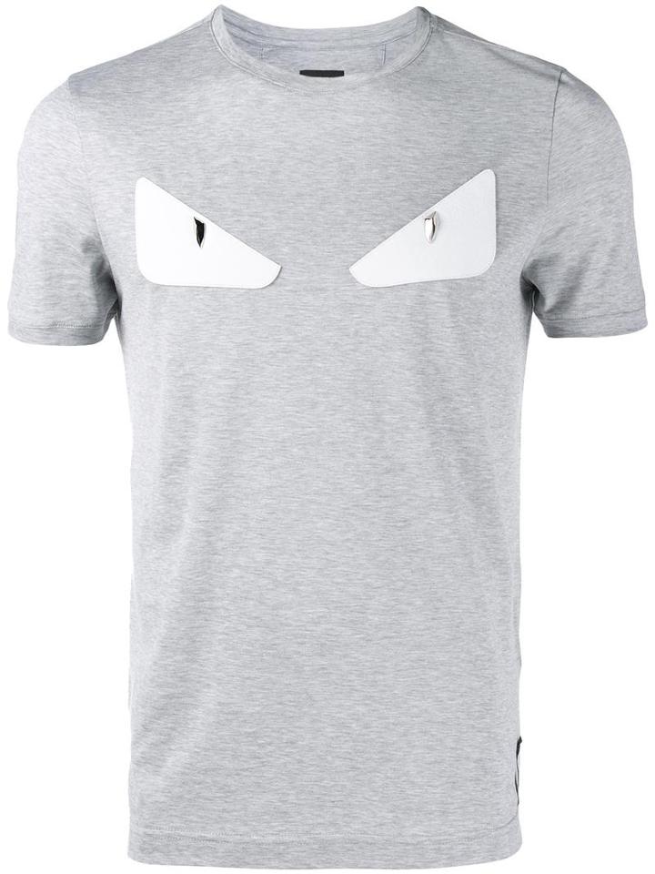 Fendi Bag Bugs T-shirt, Men's, Size: 46, Grey, Cotton/lamb Skin