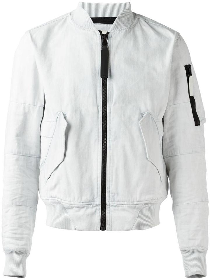 G-star Denim Bomber Jacket, Men's, Size: Medium, White, Cotton/polyester