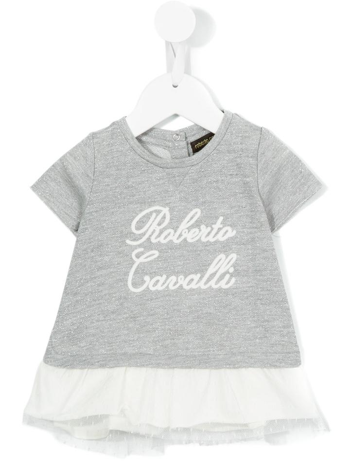 Roberto Cavalli Kids - Logo Embroidered T-shirt - Kids - Cotton/polyamide/polyester/viscose - 6 Mth, Infant Girl's, Grey