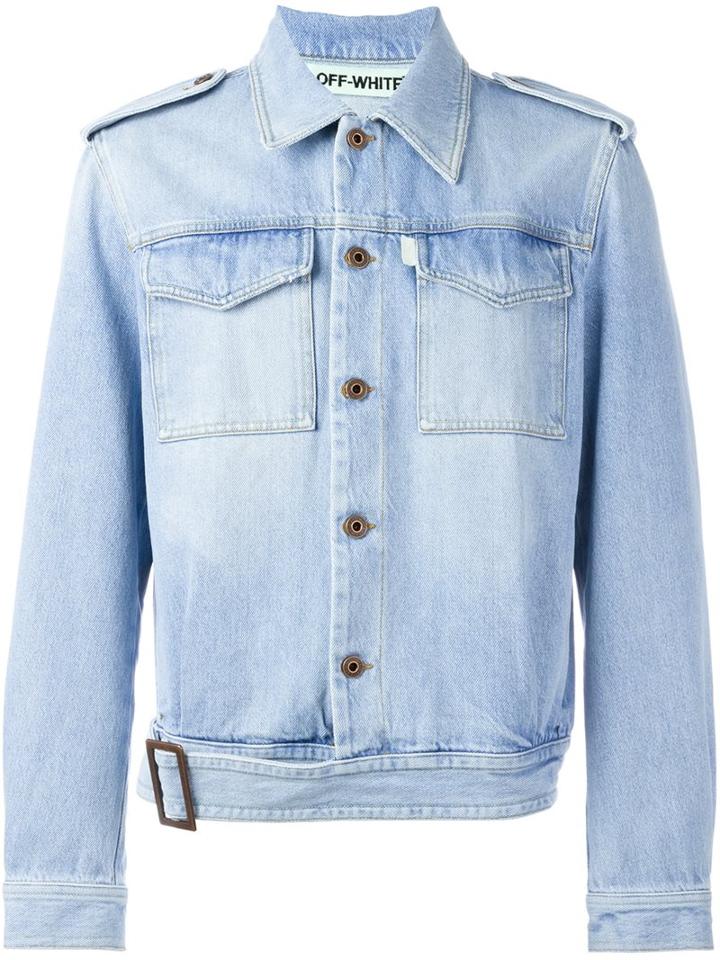 Off-white Military Denim Jacket, Men's, Size: Medium, Blue, Cotton