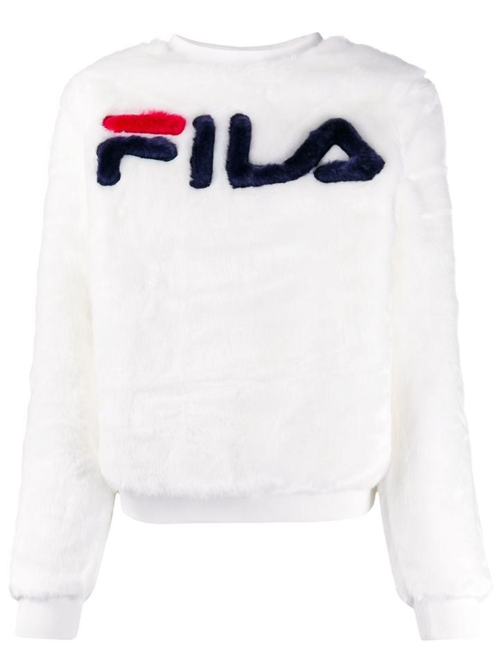 Fila Textured Central Logo Sweatshirt - White