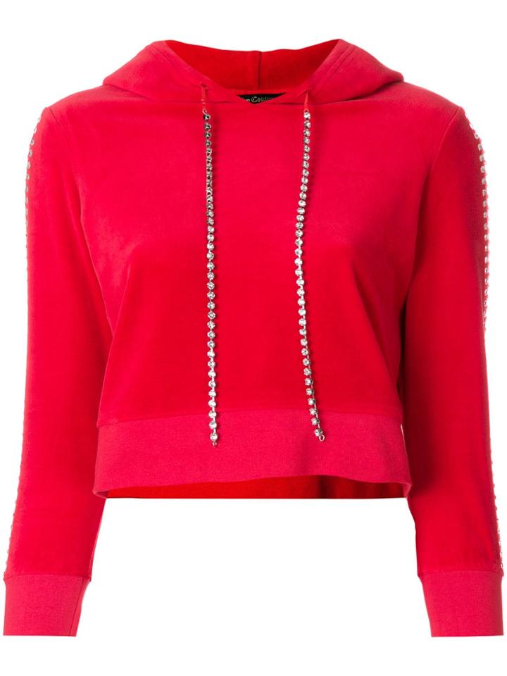 Juicy Couture Swarovski Embellished Velour Hoodie - Red