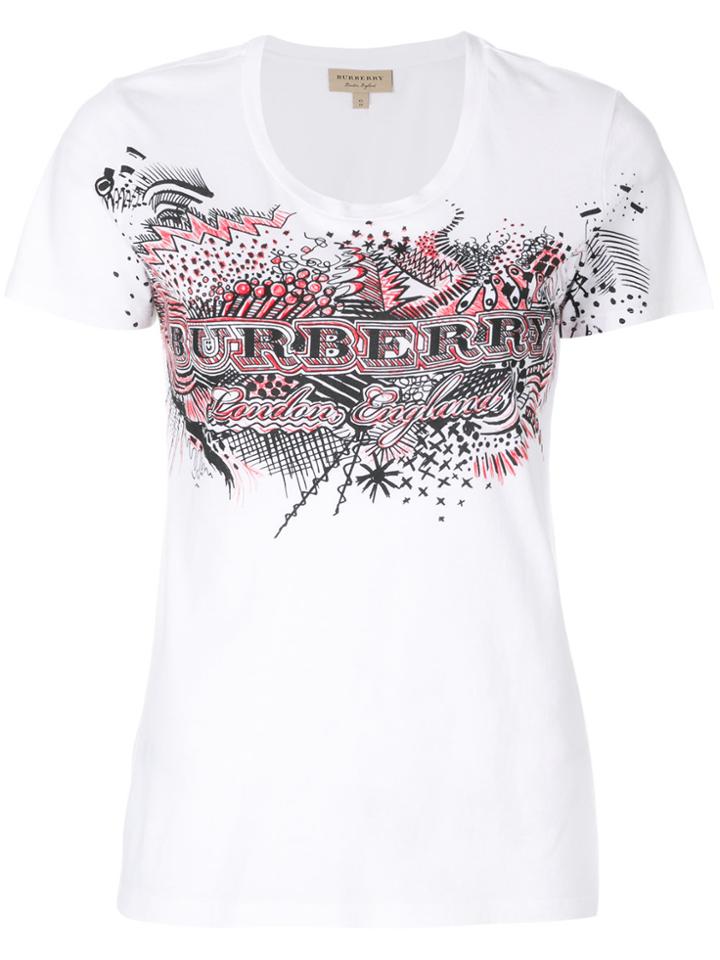 Burberry Doodle Print T-shirt - White