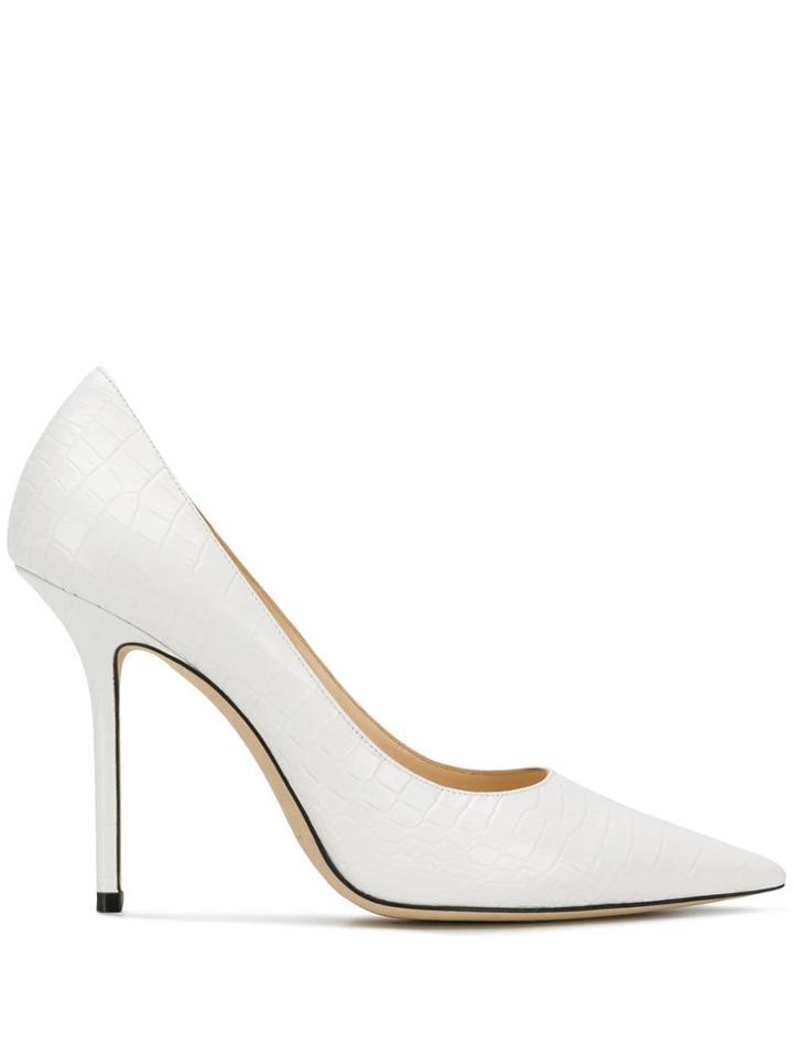 Jimmy Choo Love 85 Snakeskin Pumps - White