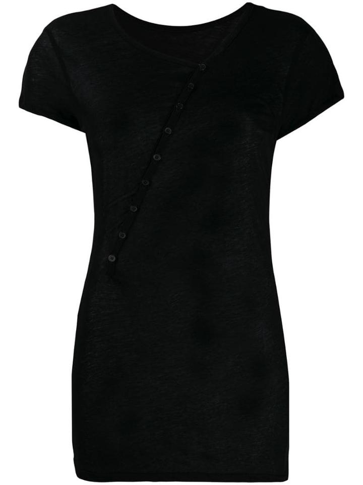 Yohji Yamamoto Asymmetric Button-embellished T-shirt - Black