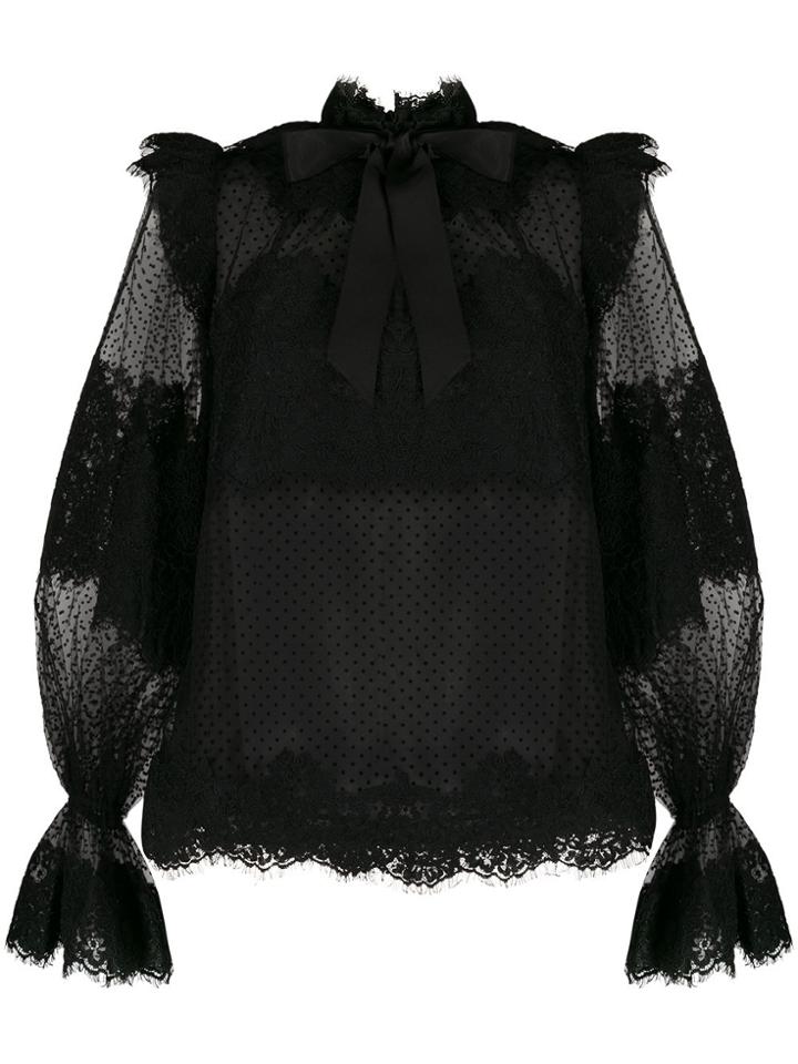 Zimmermann Puff Sleeve Lace Blouse - Black