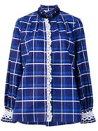 Msgm Checked Crochet Trim Blouse - Blue